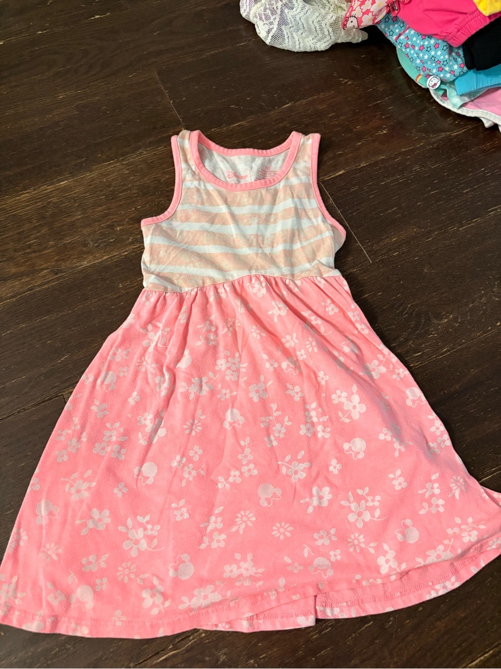 Girls Pink Sleeveless Floral Tank Dress